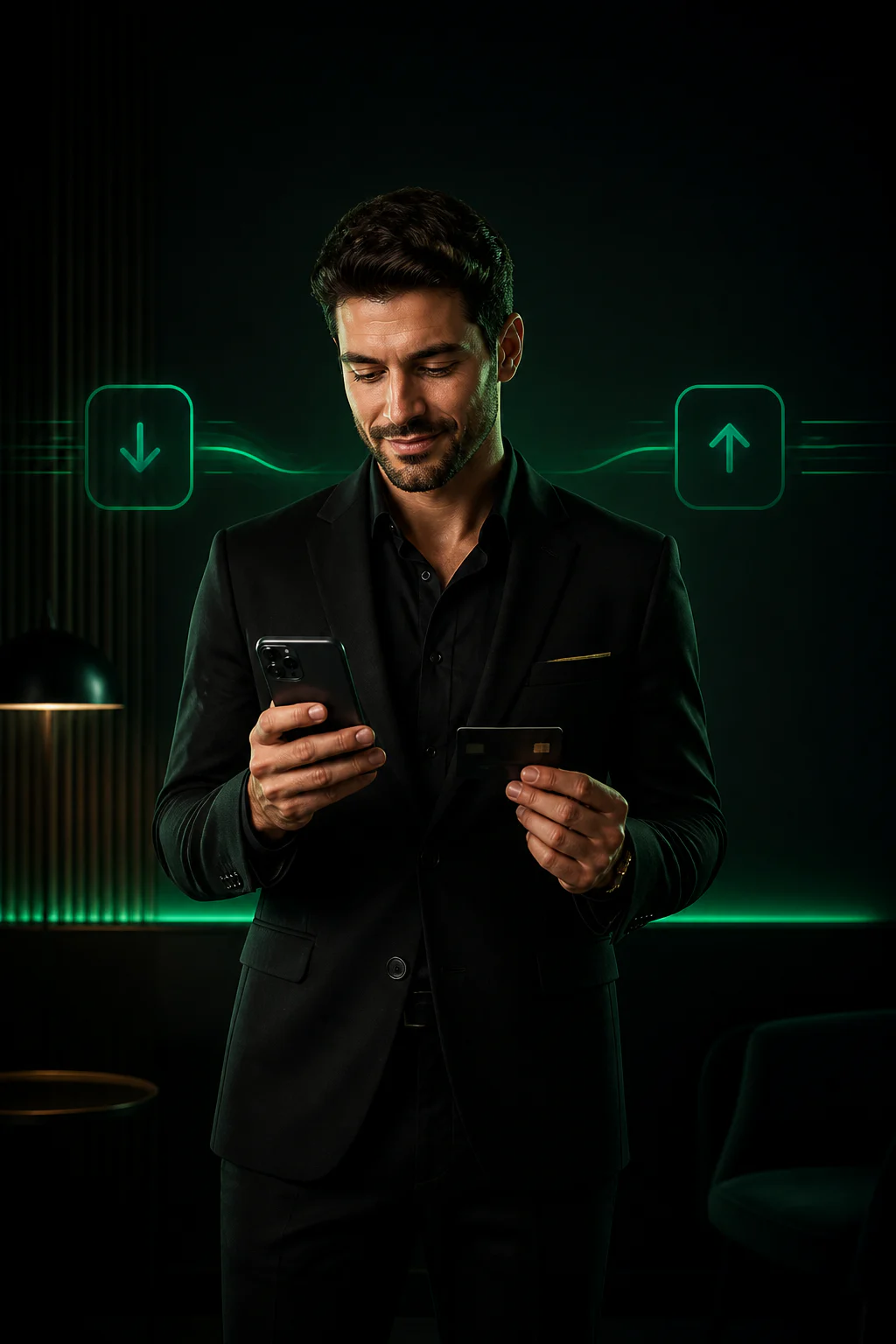 Il cliente controlla il pagamento sicuro sul cellulare